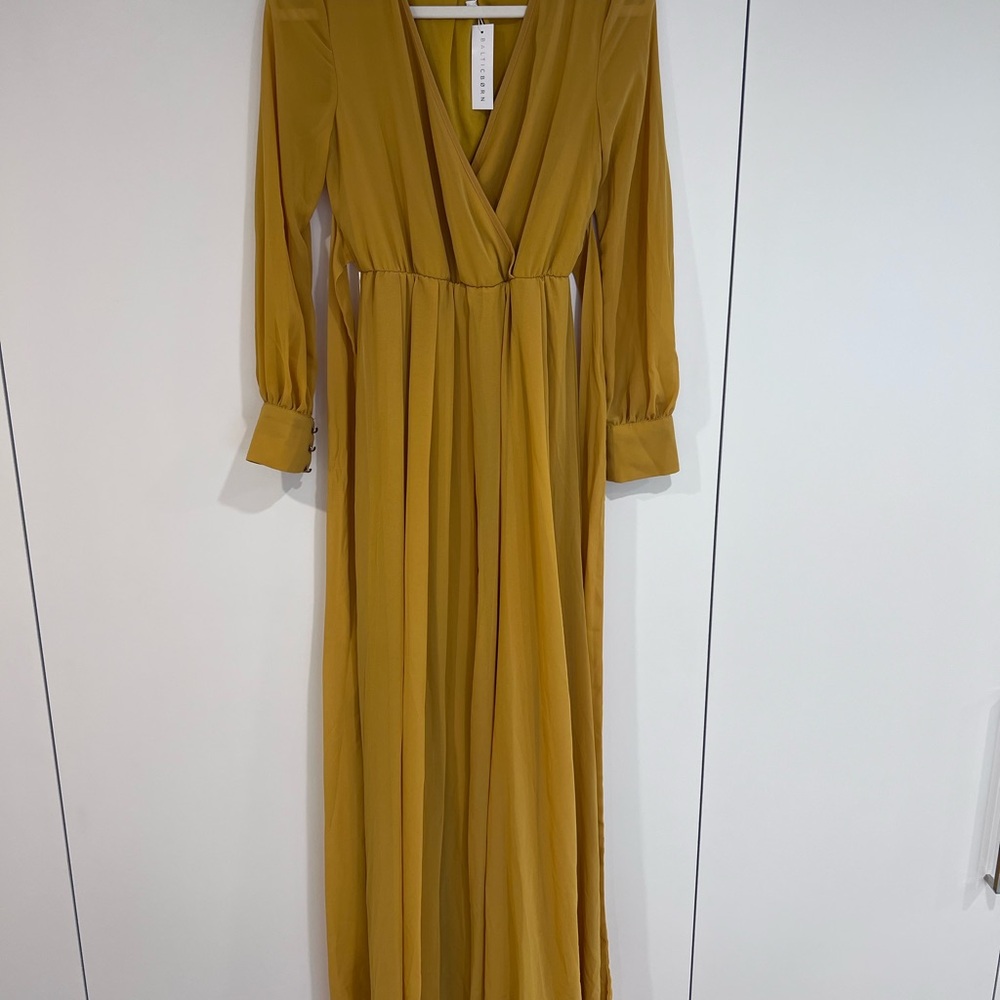 Baltic Born Yellow Pleated Wrap Gown